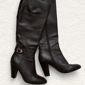 Marc Fisher Women's Shayna Brown Leather Heeled Knee High Boots Size 8.5